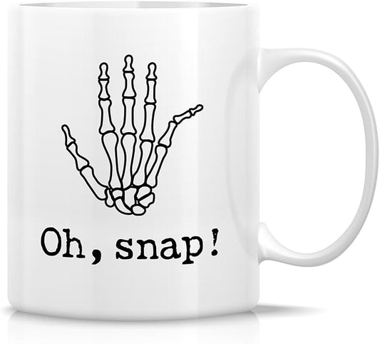 Retreez Funny Orthopedist Mug - 11 Oz Ceramic Coffee or Tea Cup - Humorous Sarcastic Gift for Orthopedic Surgeon, Bone Doctor, Orthopedic Specialist, Chiropractor - Oh, Snap Mug - Funny Bones Mug