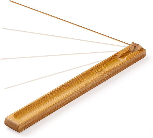 Bamboo Wood Incense Holder for Sticks with Adjustable Angle, Incense Burner with Ash Catcher, 9.8 Inches