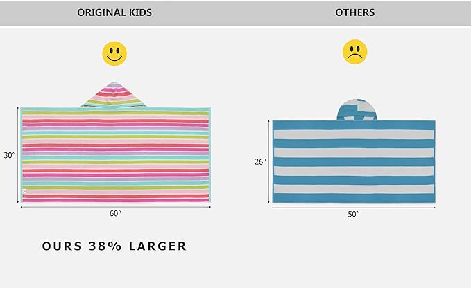 Hooded Bath Towel Wrap - 100% Cotton Terry Large Oversized Hooded Kids Towel - Toddler Shower Pool Beach Towel - Super Soft Plush Absorbent Quick Dry Easy Care Gift - 30x60 - Pink Multi