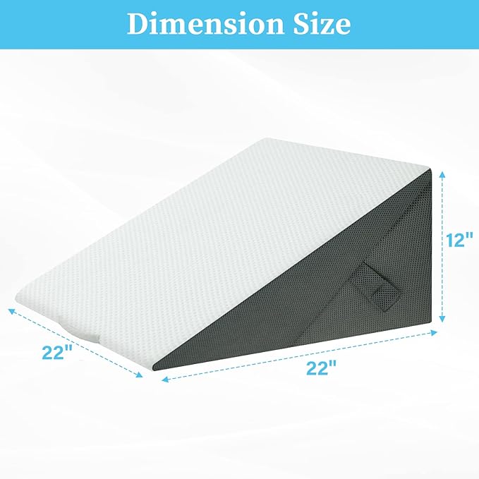 Bed Wedge Pillow for Sleeping Adjustable 9 &12 Inch Foldable Bed Wedge Pillow, Memory Foam Triangle Pillow Wedge System for Legs and Back Support Pillow