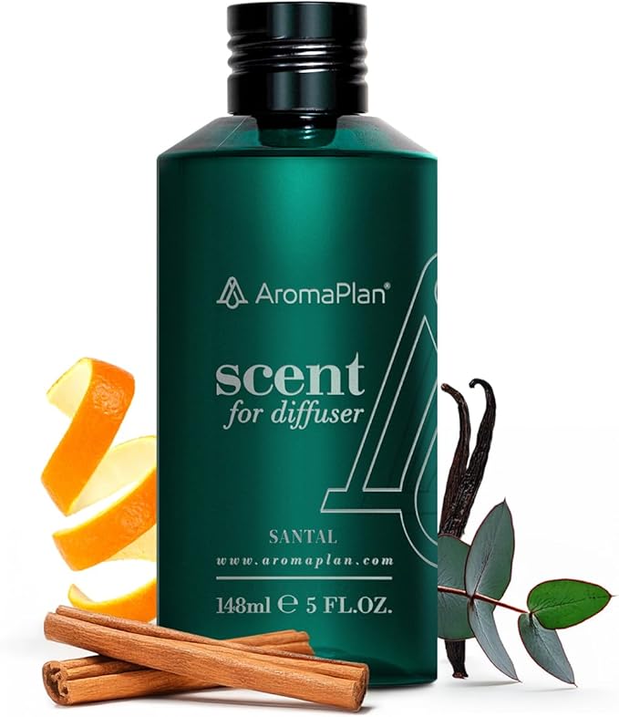 Aromaplan Hotel Scents Santal 5 Fl Oz (148ml), Home Luxury Aroma & Hotel Fragrance Diffuser Oil- Hotel Diffuser Oil for Aromatherapy- USA Made, Bigger Bottle, Bolder Aroma & Longer Lasting
