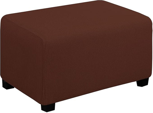 Easy-Going Stretch Ottoman Cover Folding Storage Stool Furniture Protector Soft Rectangle slipcover with Elastic Bottom(Ottoman Small,Coffee)
