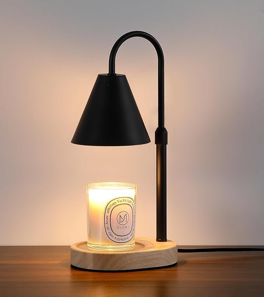 Black Candle Warmer Lamp with Timer and Dimmer,Mother's Day/Birthday for Mom/Wife,Electric Wax Melt Warmer,Home Decor,Scented Jar Lamp,Adjustable Height,with 2 Bulbs