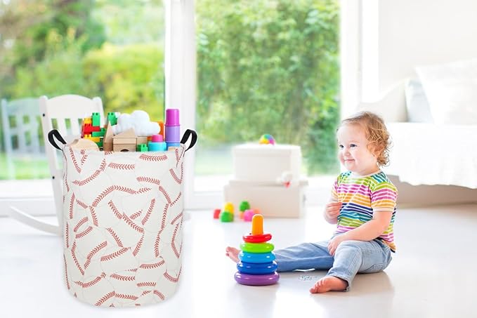 Kids Laundry Hamper,Baseball Laundry Basket Collapsible Boys Storage Baskets for Home,Office,Toy Organizer,Home Decor(Baseball)