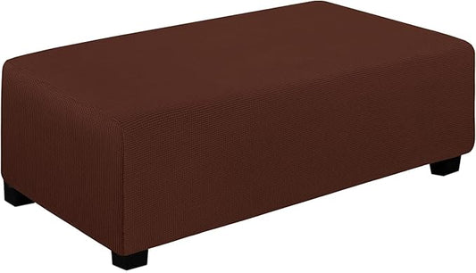 Easy-Going Stretch Ottoman Cover Folding Storage Stool Furniture Protector Soft Rectangle Slipcover with Elastic Bottom (Ottoman XX-Large, Coffee)