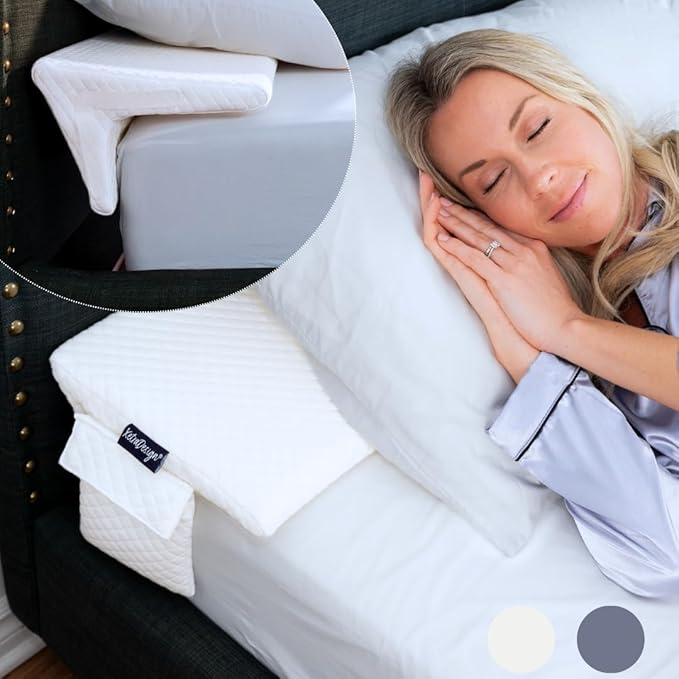 Bed Wedge Pillow for headboard Mattress Gap DuoWedge lux. (White, King 76") The Perfect Filler for Gaps up to 7"