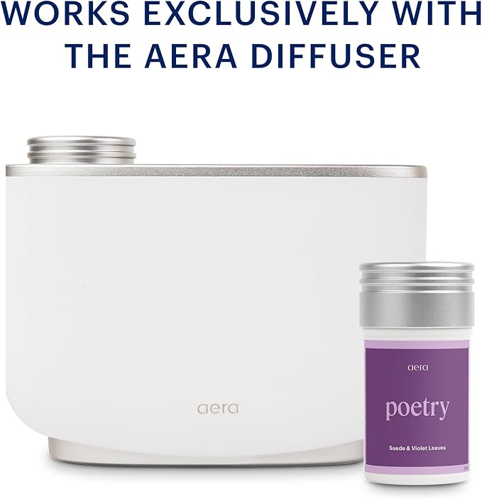 Aera Poetry - Essential Oil for Home – Smooth Suede and Violet Fragrance - Notes of Vetiver, Eucalyptus and Woods - Scent Refill - Works with the Aera Diffuser