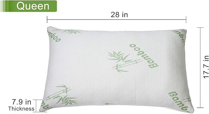 iMounTEK Bamboo Rayon Breathable Memory Foam Pillow with Washable Pillowcase, Premium Pillows for Sleeping – Back/Stomach/Side Sleeper, Bamboo Cooling Bed Pillows (Queen Size) (2-Pack)