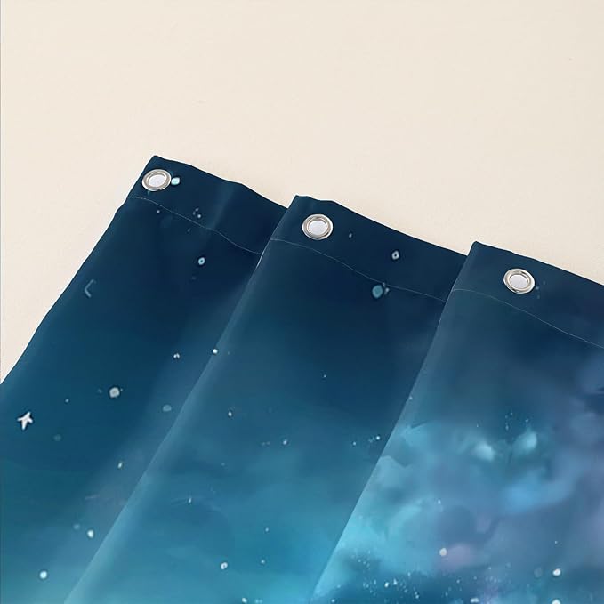 AILONEN 3D Bear Shower Curtain for Bathroom,Evening Starry Black Bear Printed Bath Curtain,Forest Wildlife Decoration Shower Curtain Waterproof 72" W*96" H