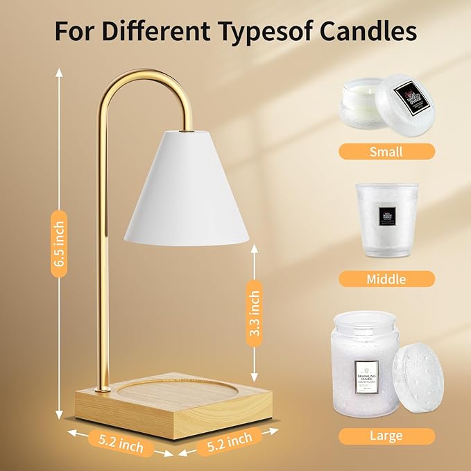 Candle Warmer Lamp, Electric Candle Lamp Warmer, House Warming Gifts New Home Bedroom Decor, Dimmable Wax Melt Warmer for Scented Wax with 2 Bulbs(White)