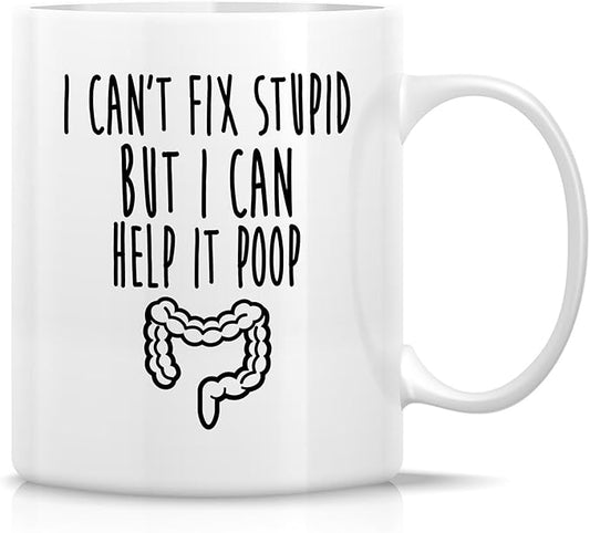 Retreez Funny Gastroenterologist Mug - 11 Oz Ceramic Coffee or Tea Cup - Intestines I Can Help It Poop Mug - Humorous Gift for Proctologist, Gastrointestinal Experts, GI Doctors - Appreciation Gift