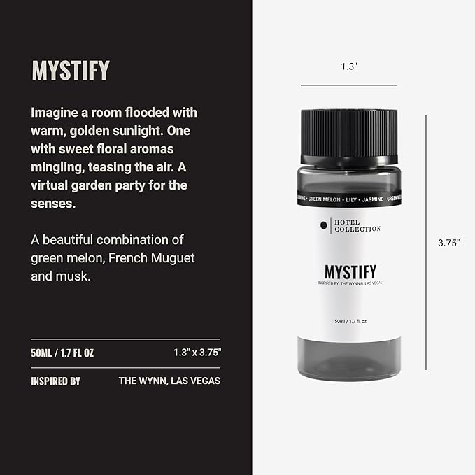 Hotel Collection Diffuser Oil-Mystify-Aromatherapy Essential Fragrance Oil-Honeydew Melon, Raspberry, Lily, Jasmine & Lemon-50ML 1.7 Fl oz