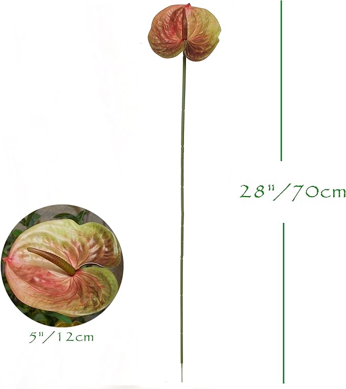 10pcs Artificial Anthurium,28 Inch Faux Tropical Plants Tailflowers,Realistic Flamingo Flower for Home Decor Centerpiece Wedding Bouquet Bonsai,Autumn Color