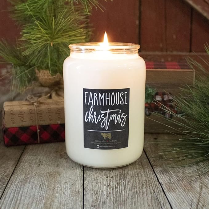 Milkhouse Candle Company - Farmhouse Christmas - 26oz Beeswax and Soy Candles - Farmhouse Collection - 100% Natural, Paraffin Free, with Premium Fragrance Oil, Glass Jars with Lids