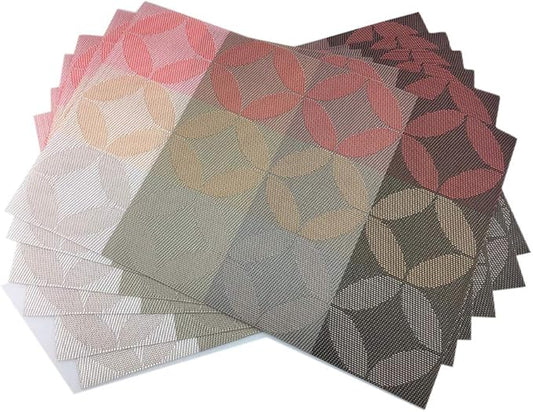 Heat-Resistant & Stain Resistant Anti-Skid Woven Vinyl Table Mats - Non-Slip Kitchen Table Mat Set of 6-30x45 cm (Green)