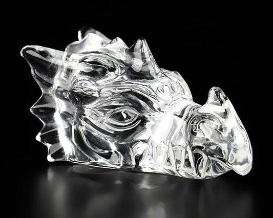 Skullis 2.0" Clear Quartz Rock Crystal Carved Crystal Dragone Head Skull, Crystal Healing.1489