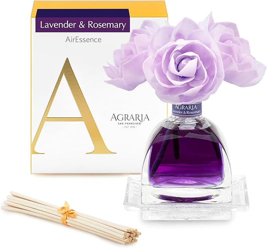 AGRARIA AirEssence Flower and Reed Diffuser Set, Hand Crafted Sola Flower Botanical Home Fragrance Diffuser, Scented Oil Reed Diffuser, Flower and Reed Diffuser Gift Set for All Occasions