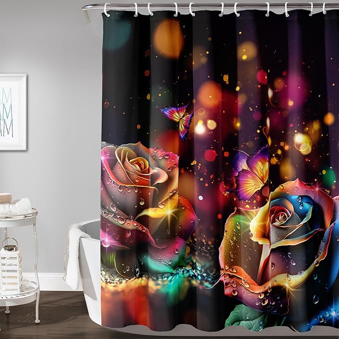 AILONEN Colorful Skull Shower Curtain for Bathroom Decor,Gradient Mushroom Skull Bath Curtain for Kids Boys Girls,Print Polyester Waterproof with 12 Plastic Hooks 60" W*72" H