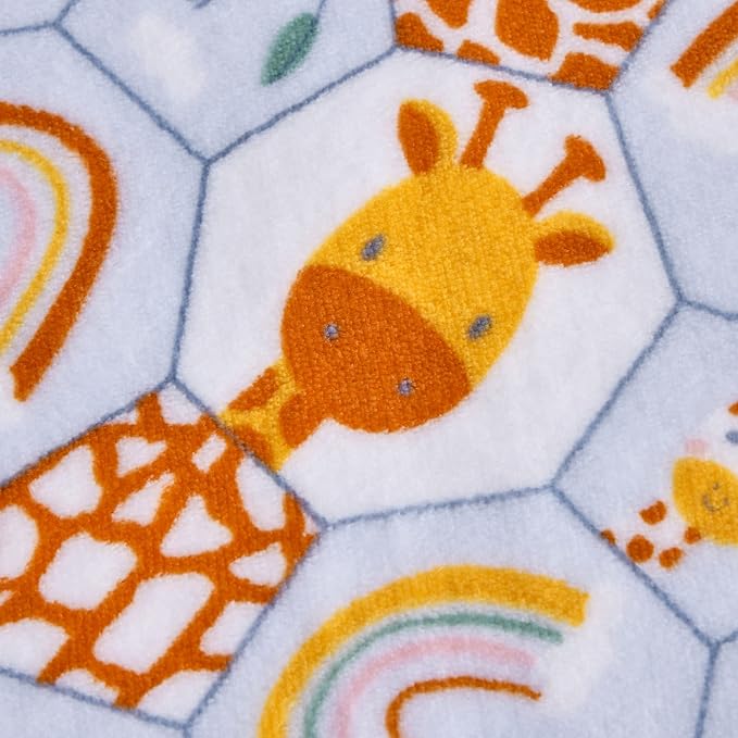 DaysU Plush Flannel Sherpa Baby Blanket for Girls Boys, Generous Reversible Soft Micro Fleece Toddler Bed Throw Blanket with Animal Print for Kids and Children, Giraffe, 50"x60"