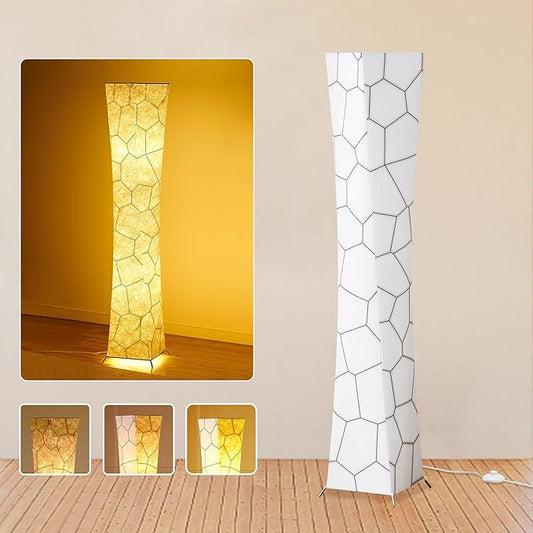 chiphy Floor Lamp, 52" Dimmable Standing Lamps, Adjustable 3 Level Brightness, 12Wx2 LED Bulbs，2400 Lumen, Marble Fabric Shade, Elegant Modern for Bedroom Living Room Kids Room