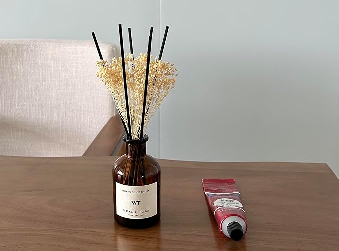WEALD TRIBE Reed Diffuser Set for Bathroom Air Fresheners, Oil Diffuser Sticks | Vanilla Whiskey Scent 4.0 fl oz Home Fragrance with Sticks Defusers | House Bedroom Office Shelf Decor