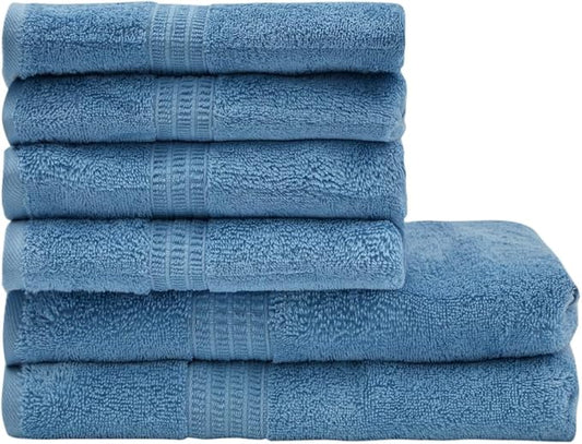 HOMELOVER 6 Piece Towel Set - 100% Organic Cotton 2 Bath Towels & 4 Hand Towels - 500 GSM, Hotel & Spa Quality, Soft, Quick Dry, Highly Absorbent Bathroom Essentials (Sky Blue)