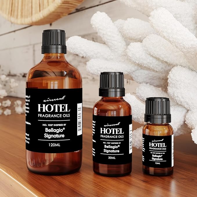 AirScent Hotel Diffuser Oil Inspired by The Bellagio Signature Scent - Premium Fragrance Oil No. 1037 for Ultrasonic and Waterless Diffusers and Crafting - 120 mL, 4 fl oz Glass Bottle with Dropper