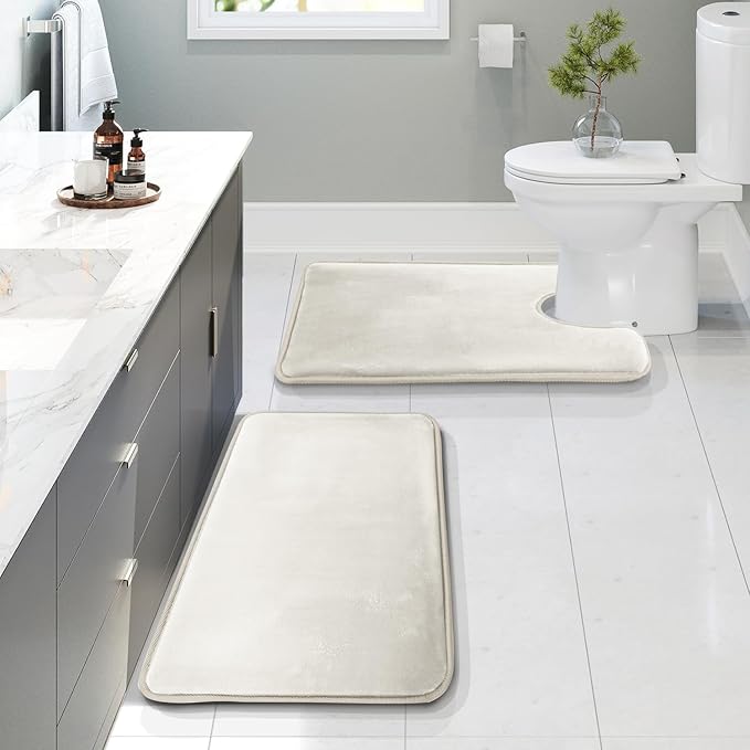 Clara Clark Bathroom Rugs, Velvet Memory Foam Bath Mat, Non-Slip Bath Rugs, Machine Wash, Dries Quickly, Ultra Soft Plush Bath Mats for Bathroom,