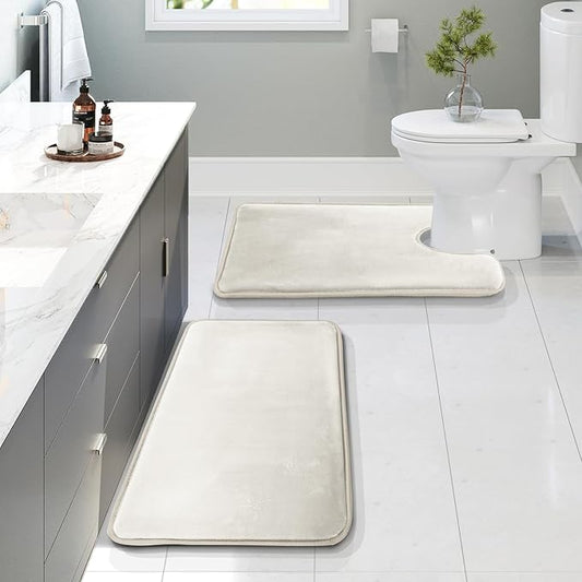 Clara Clark Bathroom Rugs, Velvet Memory Foam Bath Mat, Non-Slip Bath Rugs, Machine Wash, Dries Quickly, Ultra Soft Plush Bath Mats for Bathroom,