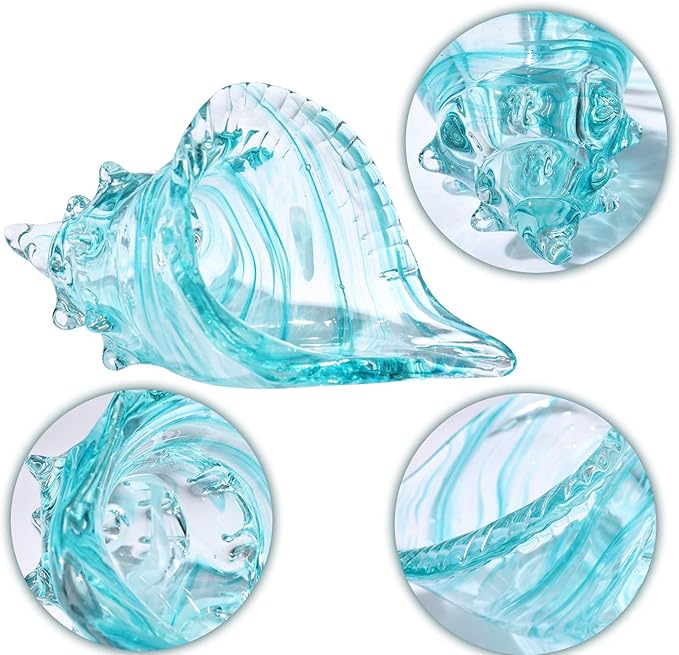 DOVDOV Blown Glass Conch Statues - Modern Glass Art, Conch Decorative Statues for Dining Tables, Entryways, Coffee Tables, Living Rooms, Kitchens, Shelf Fillers