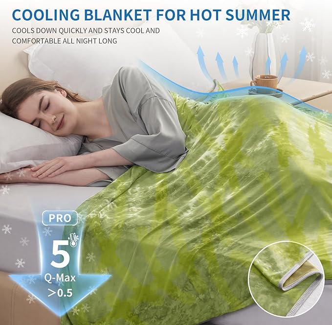 Guohaoi Cooling Blanket (90"x108"King Size) for HotSleepers,Decortive Tie Dye,Absorbs Heat to Keep Body Cool for Night Sweats,Arc-Chill Q-Max >0.5 Cool Fiber,Keep Cool,Hypo-Allergenic,All-Season.