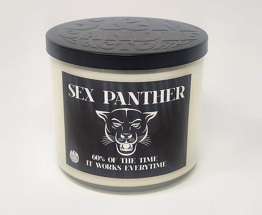 Sex Panther Candle ~ 3 Wick Scented Soy 14.5oz Candle ~ 80 Hour Burn Time ~ Aromatherapy Soy Candles ~ Made in USA by S&M Candle Factory (14.5 oz, White)
