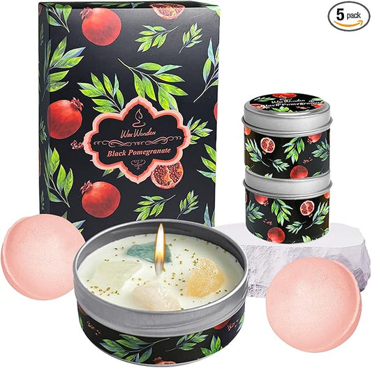 Wax Wonders Candles for Home Scented & 2 Bath Bombs Set - 7.05OZ Aromatherapy Candles Gifts for Women,Soy Wax,Bubble Spa,Ideal for Valentine, Birthday, Mother's Day, Thanksgiving, Christmas Gifts