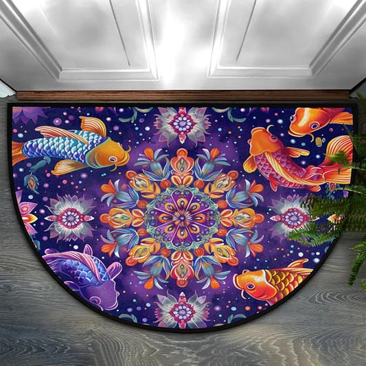 Half Round Doormat Indoor Welcome Mat Home Decorative Flowers Rugs Washable Kitchen Mat for Home Living Room Laundry Room Study Bedroom Floor Mats Ocean - Fish