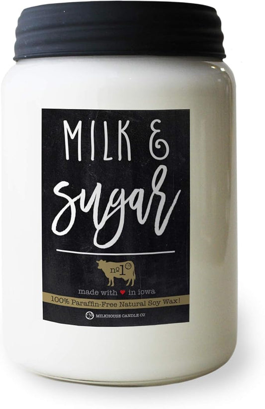 Milkhouse Candle Company - Milk & Sugar - 26oz Beeswax and Soy Candles - Farmhouse Collection - 100% Natural, Paraffin Free, with Premium Fragrance Oil, Glass Jars with Lids