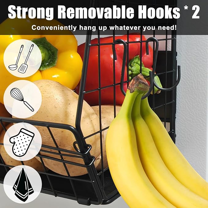 Magnetic Shelf for Fridge with Wood Lid, Fruit Potato & Onion Storage Bins, Magnetic Spice Rack for Refrigerator Pantry Organizer & Storage, Large Container for Refrigerator, Kitchen Counter & Laundry