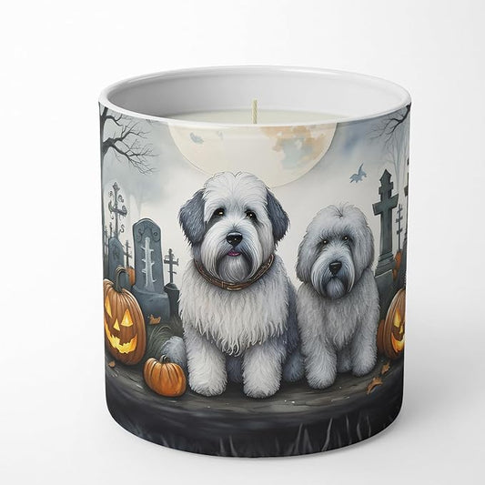 Caroline's Treasures DAC2071CDL Old English Sheepdog Spooky Halloween Decorative Soy Candle Nature Soy Wax Essential Oil Home Decor Ideal for Bedroom Kitchen Bath Office Gift, 10 oz