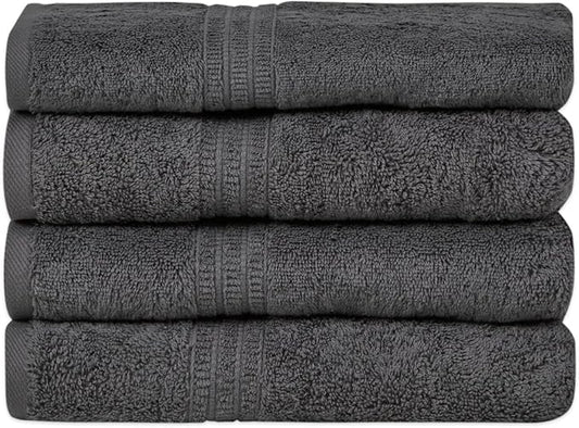 HOMELOVER 4 Piece Luxury Hand Towel Set - 100% Organic Cotton, 500 GSM, Hotel Quality, Highly Absorbent, Soft & Quick Drying Bathroom & Kitchen Towel for Face & Hand Washing (Coal Gray)