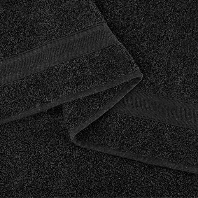 Quick-Dry, Soft & High Absorbent Bath Towels 27"x54" Cotton Turkish Bath Towel Set of 4 | Daily Use 100% Cotton Towels for Bathroom, Gym & More | Bathroom Towels Set (4 Pcs, Black)
