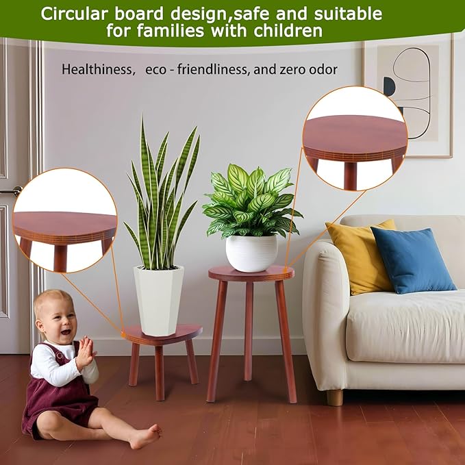 Wooden Plant Stand Indoor,2 Pack Single Plant Tables Indoor,Planter Stand,Multi-purpose Plant Shelf for Living Room Balcony Garden Patio Office,Walnut
