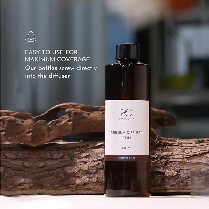 Diffuser Oil Luxury Essential Oils for Diffuser Refill & Air Freshener,Long-Lasting Natural Home Fragrance and Hotel Scent for Diffusers - 8.45 Fl.oz(250ml), Ebony