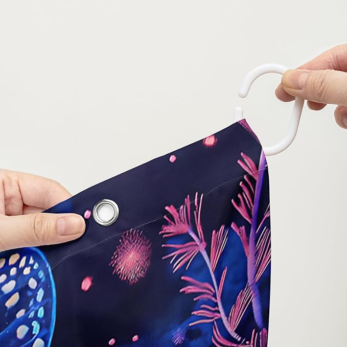 AILONEN Blue Butterfly Shower Curtain,Magic Mushroom Waterproof Fabric Bath Curtain for Kids Girl,Boho Style Shower Curtain Set for Bathroom,Natural Fungal Plant Shower Curtain with Hooks 72" W*84" H