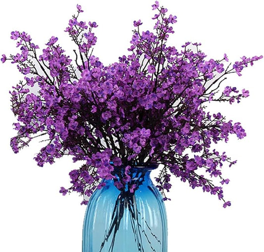 JAKY-Global Babys Breath Fabric Cloth Artificial Flowers 6 Bundle European Fake Silk Plants Decor Wedding Party Decoration Bouquets Real Touch DIY Home Garden(Purple)