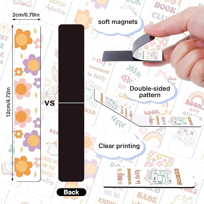 Groovy Floral Magnetic Bookmark - 30Pcs Inspirational Magnetic Bookmarks Boho Floral Rainbow Butterfly Book Mark Magnets Page Marker Clip Gifts for Book Lovers Students Teacher School Reading