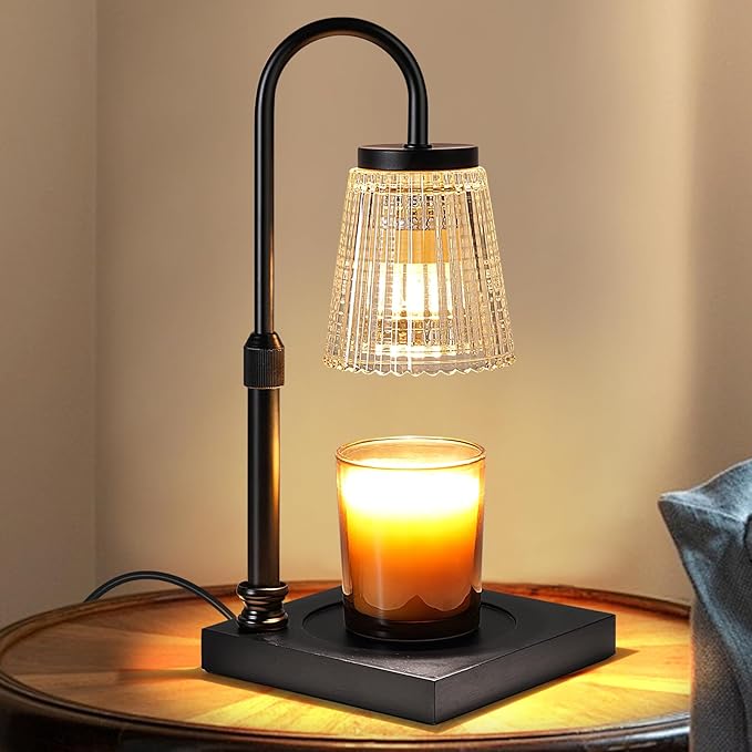 Candle Warmer Lamp with Timer Dimmer, Adjustable Height Candle Wax Warmer Warming Lamp with 2x50W Bulbs for Scented Candles for Housewarming Bedroom Home Decor Mom Women Family