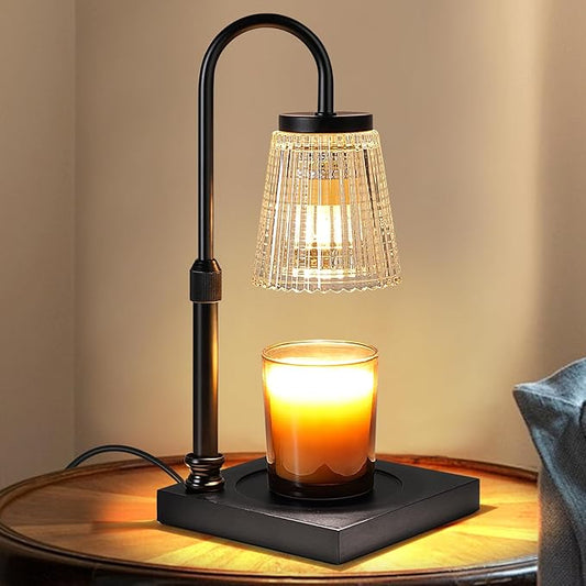 Candle Warmer Lamp with Timer Dimmer, Adjustable Height Candle Wax Warmer Warming Lamp with 2x50W Bulbs for Scented Candles for Housewarming Bedroom Home Decor Mom Women Family