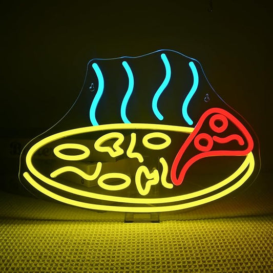 Lucunstar Pizza Neon Sign,Vibrant Italian Slice LED Wall Decor for Restaurants, Home Kitchens Gifts,Energy-Efficient,Ideal Gift for Kids, Boys, Girls, and Pizza Lovers