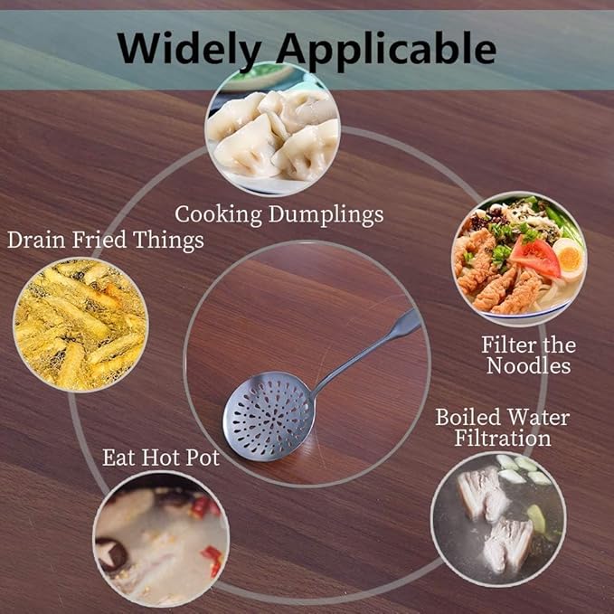 Skimmer Slotted Spoon, [Rustproof, Integral Forming, Durable] Newness 304 Stainless Steel Slotted Spoon with Vacuum Ergonomic Handle, Comfortable Grip Design Strainer Ladle for Kitchen, 14.96 Inches