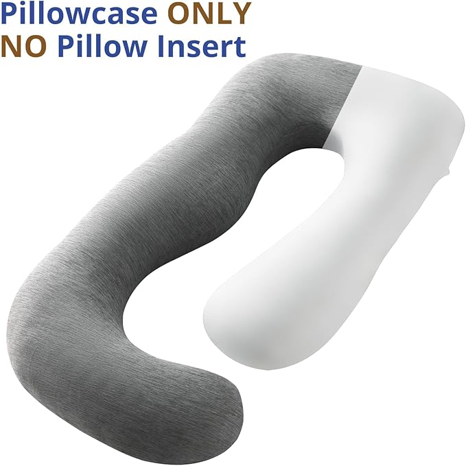 Sasttie Cooling Pregnancy Pillow Cover, 57-inch U Shaped Pregnancy Pillow Case, Cooling Maternity Pillow Cover Fits 55/57 Inch Pregnant Pillow, Grey