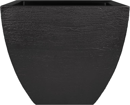 Tusco Products MSQ16BK Modern Square Garden Planter, 16-Inch, Black
